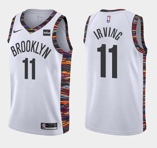 Men's Brooklyn Nets #11 Kyrie Irving White NBA 2019 City Edition Stitched Jersey Men's Brooklyn Nets #11 Kyrie Irving White NBA 2019 City Edition Stitched Jersey